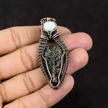 Дерево жизни серафинит медный кулон медная проволока обернутый кулон драгоценный камень ювелирные изделия радужная лунная подвеска ювелирные изделия ручной работы подарок для нее