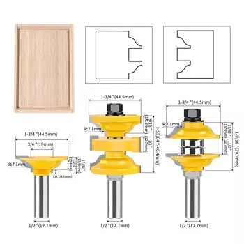Деревообрабатывающая фреза из трех частей для формирования пазов дверной коробки за один проход, фреза для дверей из массива дерева, фреза для пазов дверной коробки, гравировальный станок 3-piece set, new door panel knife 1/2 handle