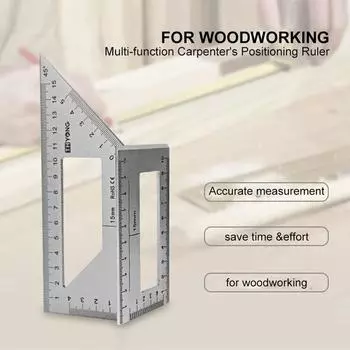 Деревообрабатывающая измерительная линейка, многофункциональная линейка, измерительная линейка 90 градусов, измерительный инструмент, столярный писец, измерительная линия серебряный