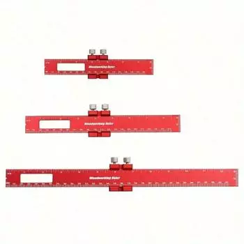 Деревообрабатывающая линейка, 3 шт. Прецизионная карманная металлическая скользящая линейка дюймовой и метрической разметки Т-образного типа и квадратная линейка для маркировки и измерения красный