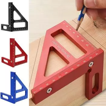 Деревообрабатывающая линейка 45°, линейка 90°, линейка для черчения, метрическая шкала, многофункциональная линейка с прямым углом, деревообрабатывающий инструмент из алюминиевого сплава One Size красный