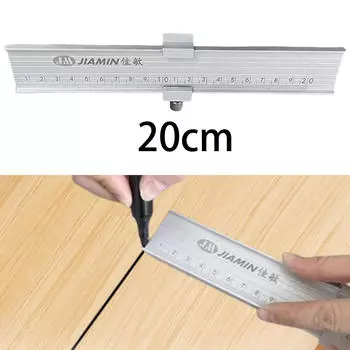 Деревообрабатывающая линейка из алюминиевого сплава с прецизионной металлической направляющей с скользящим упором, метрическая маркировка 20cm