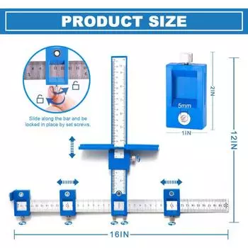 Деревообрабатывающий кондуктор для сверления отверстий под ручки, многофункциональный шкаф, сверление дверей гардероба, кондуктор для сверления отверстий под мебельные ручки синий