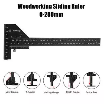 Деревообрабатывающий скользящий калибр T-линейка, писец из алюминиевого сплава 0-280 мм, измерительные инструменты, измеритель глубины маркировки 280MM