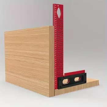 Деревообрабатывающий скрайбер L-типа линейка позиционирование отверстий скрайбирование калибр алюминиевый сплав имперская система измерения 300mm чёрный/красный