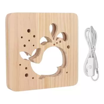 Деревянная 3D-лампа LED теплый белый свет полый дизайн милый узор кита резной узор светодиодный ночник