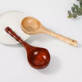 Деревянная бамбуковая длинная ручка для сауны/бани, лак с бамбуковым шарниром, ложка для супа, каши, риса, ложка для воды