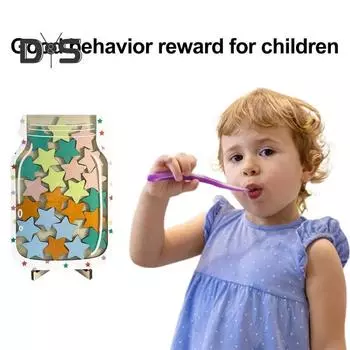 Деревянная банка для наград с 25 цветными звездами. Подставка для детей, учеников, поощрение достижений в поведении, система поощрений для учителей, родителей, класса. разноцветный