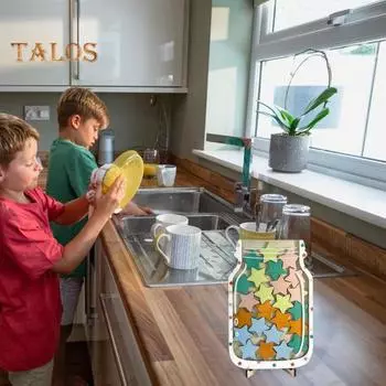 Деревянная банка для наград с 25 цветными звездами. Подставка для детей, учеников, поощрение достижений в поведении, система поощрений для учителей, родителей, класса. разноцветный