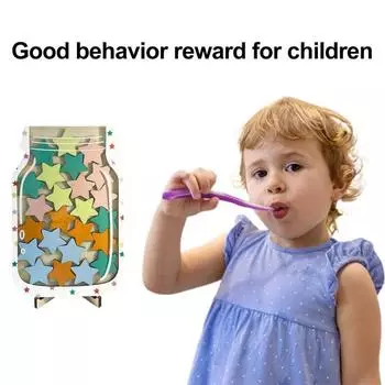 Деревянная банка для наград с 25 цветными звездами. Подставка для детей, учеников, позитивного поведения, поощрения достижений, системы вознаграждений для учителей, родителей, руководства классом. разноцветный