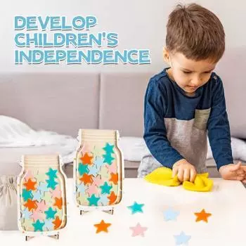 Деревянная банка для наград с 25 красочными звездами. Магнитные дети. Учащиеся. Поощрительные достижения в поведении. Система вознаграждений. Учитель. Класс для родителей. A