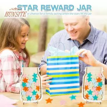 Деревянная банка для наград с 25 разноцветными звездами, магнитное положительное поведение A