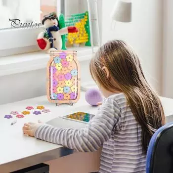 Деревянная банка для поощрений с 25 разноцветными звездами и цветами для детей и школьников, система диаграмм позитивного поведения, инструмент для управления домашним классом A