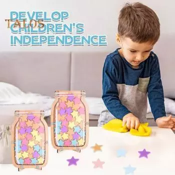 Деревянная банка для поощрений с 25 разноцветными звездами и цветами для детей и школьников, система диаграмм позитивного поведения, инструмент для управления домашним классом A