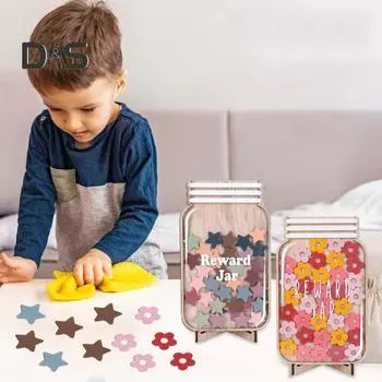 Деревянная банка для поощрения детей. Поощрительная таблица для позитивного поведения с базовыми звездами и цветами. Инструменты управления системой поощрений для учеников. Домашний класс. Flower