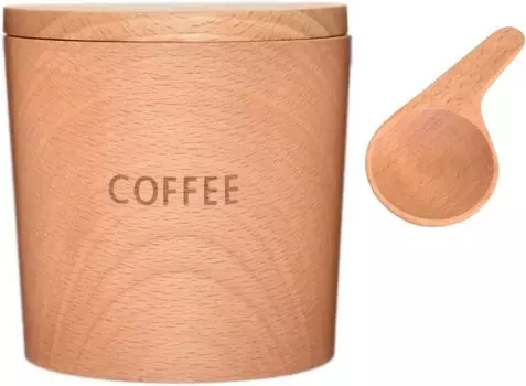 Деревянная банка TOUGEI из ротанга 250 мл, мерная ложка 5 г, набор из 2 деревянных контейнеров для хранения (Кофе)