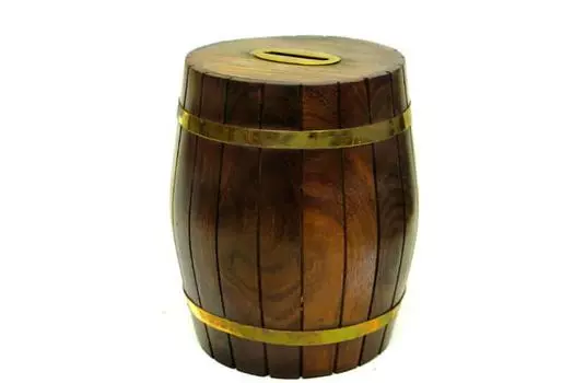 Деревянная бочка для копилки 6 дюймов