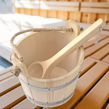Деревянная бочка для сауны и ковш большой емкости 5 л прочная удобная портативная для комнаты бани отеля