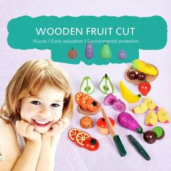 Деревянная бочка, семейная забавная игра, игрушка, детская магнитная кухонная игрушка, овощи, фрукты, вырезанная игрушка