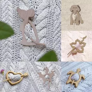 Деревянная брошь в форме животного, креативный дизайн, деревянная брошь ручной работы, зажим для свитера