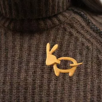 Деревянная Брошь в виде животного Гладкая поверхность Свитера Шарфы Булавки Мышь Краб Щенок Кролик Rat