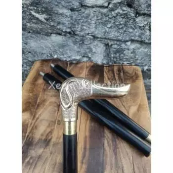 Деревянная черная простая трость с твердой латунной ручкой для головы собаки лучше всего подходит для подарка