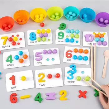 Деревянная цифровая парная бусина-клипса для детей раннего образования игрушка One Size