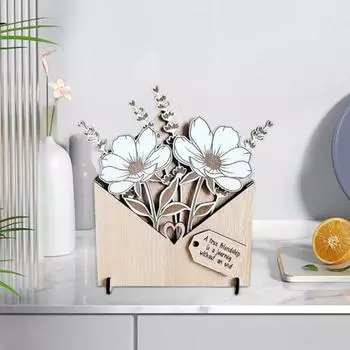 Деревянная цветочная открытка с подставками Экологичный персонализированный конверт Цветочная коробка Подарок на День матери