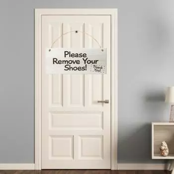 Деревянная декоративная табличка, пожалуйста, удалите креативную подвесную веревку для вашей обуви, подвесная табличка для дома