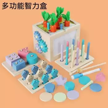 Деревянная Десять-в-Одном Многофункциональная Интеллектуальная Коробка Сопоставление Форм Строительный Блок Тренировка Мышления Детская Игрушка