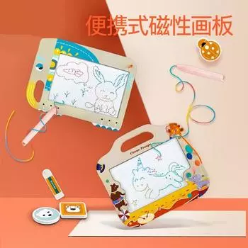 Деревянная детская магнитная доска для рисования, письма, рисования, цветная стираемая мультяшная бытовая многофункциональная двухсторонняя доска для рисования разноцветный