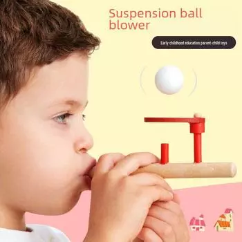 Деревянная детская музыкальная игрушка-надувной шар - набор с куклой и объемом легких