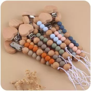 Деревянная детская соска-цепочка с зажимами для пустышки детские прорезыватели для зубов игрушки милые зажимы для держателя соски дети зелёный