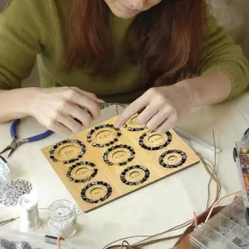 Деревянная доска для бисероплетения для изготовления ювелирных изделий, доска для бисероплетения с 9 кольцевыми канавками, дизайн бусин