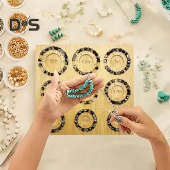 Деревянная доска для бисероплетения для изготовления ювелирных изделий, доска для бисероплетения браслетов с 9 канавками для колец, доска для дизайна бусин для браслетов, ножных браслетов, изготовление ювелирных изделий A