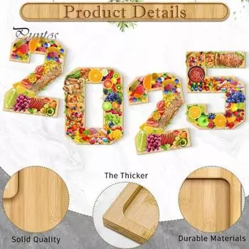 Деревянная доска для колбасных изделий 2025 г. Украшения для выпускного, заполняемые цифры, поднос для фруктов, сыра, овощей, конфет, тортов, праздничный Новый год S
