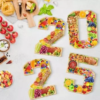 Деревянная доска для колбасных изделий 2025 г. Украшения для выпускного, заполняемые цифры, поднос для фруктов, сыра, овощей, конфет, тортов, праздничные тарелки, новинка S