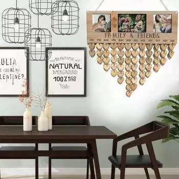 Деревянная доска для напоминания о дне рождения, табличка, DIY календарь, фоторамка, доска для сообщений