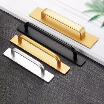 Деревянная дверь, ручка без перфорации, алюминиевый сплав, самоклеящаяся маленькая ручка для поверхностного монтажа 148mm серебряный