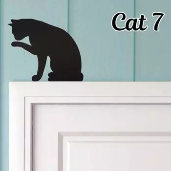 Деревянная дверь с изображением черного кота, угловое украшение, деревенский деревенский дом, деревянная дверь с силуэтом котенка A