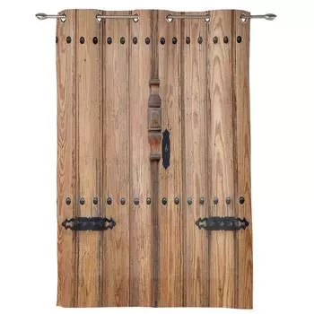 Деревянная дверь в стиле ретро, оконная занавеска для спальни, гостиной, оконные шторы, кухонные украшения, жалюзи, занавеска 135W x 60H(cm) x1