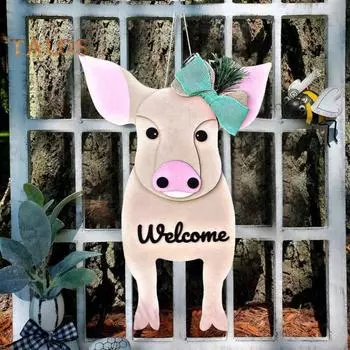 Деревянная дверная пластина с бантом, украшение, очаровательный модный фермерский дом, ферма, корова, деревянный знак, товары для дома