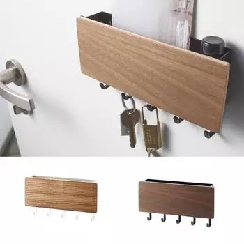 Деревянная дверная вешалка, настенные крючки, держатель для ключей, стойка, органайзер, почтовый ящик, почта чёрный