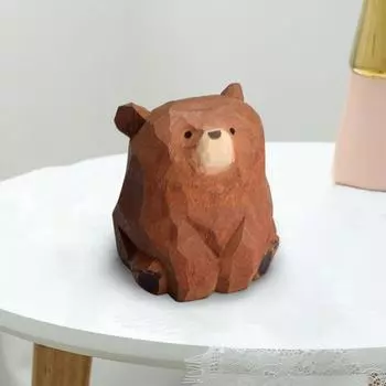 Деревянная фигурка медведя, миниатюрная статуэтка медведя, деревенское животное, настольное украшение для спальни, детской игровой комнаты, декор