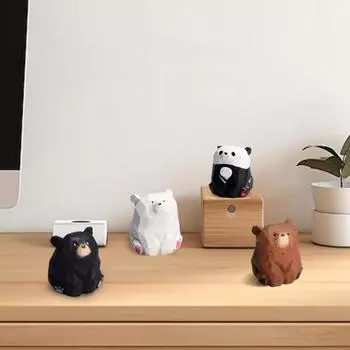 Деревянная фигурка медведя, миниатюрная статуэтка медведя, деревенское животное, настольное украшение для спальни, детской игровой комнаты, декор