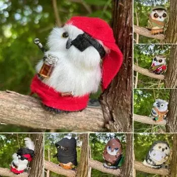 Деревянная фигурка совы, мини-магнитная плюшевая сова, дикая природа, птица, животное, статуэтка для детей, рождественский подарок на День благодарения D