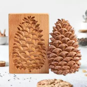 Деревянная форма для печенья ручной работы, креативная форма, безопасное для пищевых продуктов разнообразие дизайнов тиснения для печенья, пряников Pinecone