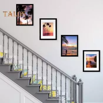 Деревянная фоторамка 5/6/7/8/10 дюймов A4 настенная простая в установке горизонтальная или вертикальная настольная фоторамка для показа на стене офиса S чёрный