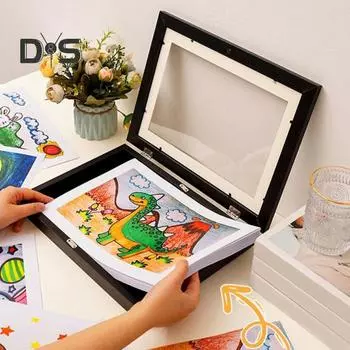 Деревянная фоторамка с магнитной рамкой и резинкой для настенного крепления, детская художественная рамка для картин, семейные фотографии 11 белый