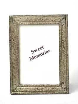 Деревянная фоторамка с металлическим покрытием 10х15см, Никель, Wooden/Iron Photo Frame 4x6, John Molly Decor&Gifts